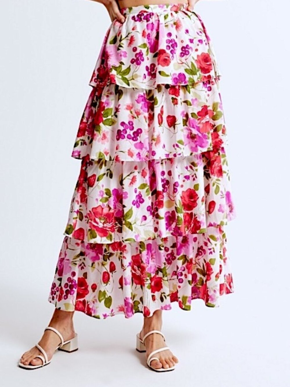 Abercrombie & Fitch Drama Floral Tiered Ruffle Maxi Skirt Size XS(Tall)